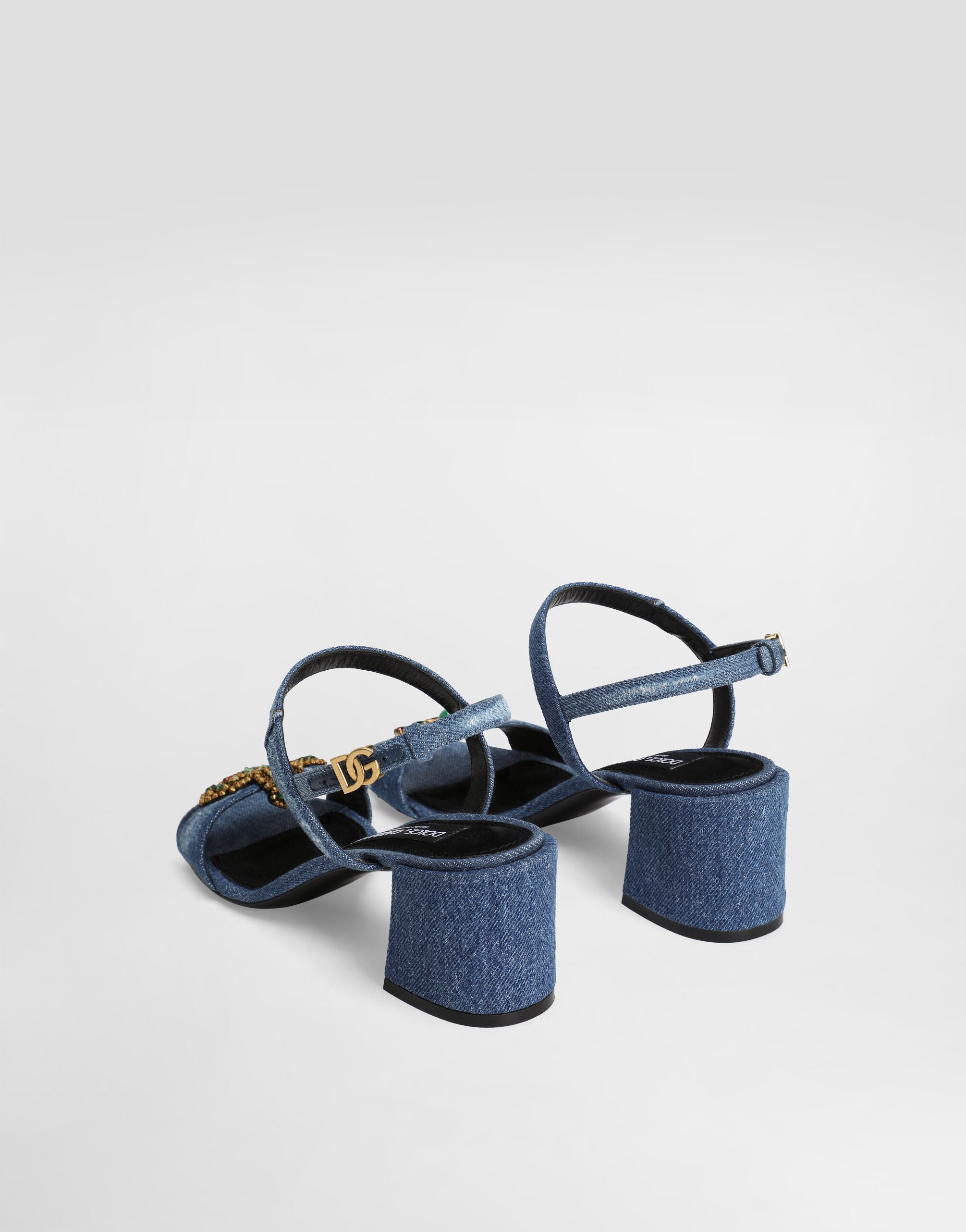 DOLCE & GABBANA Denim sandals with embroidery and stones
