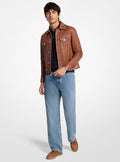 Michael Kors Mens Topstitched Leather Jacket