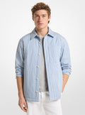 Michael Kors Mens Striped Cotton Poplin Shirt Jacket