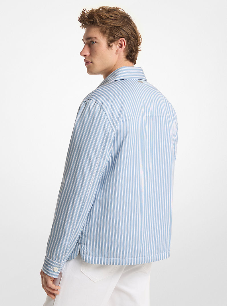 Michael Kors Mens Striped Cotton Poplin Shirt Jacket