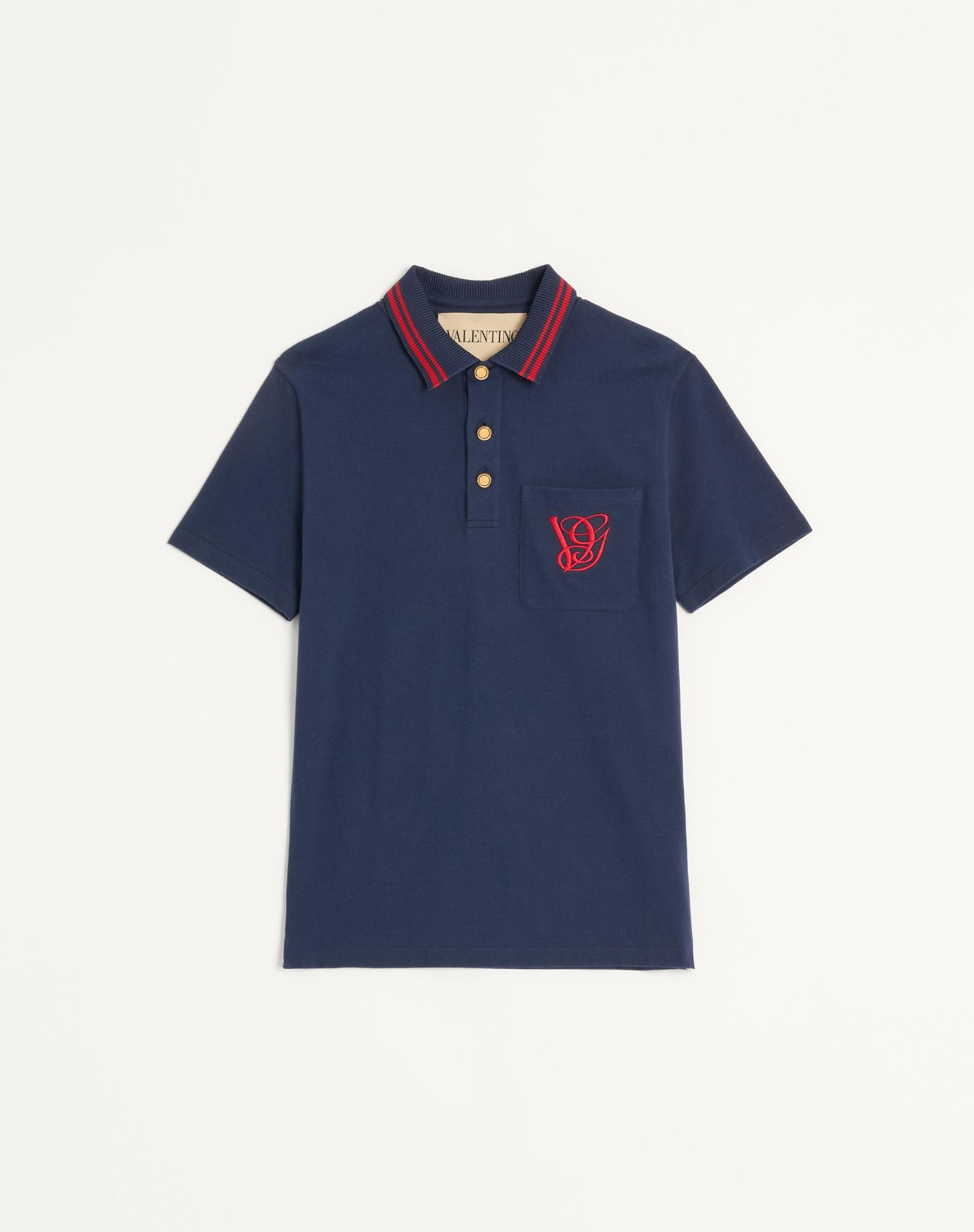 VALENTINO Cotton Piqué Polo Shirt With Vg Embroidery