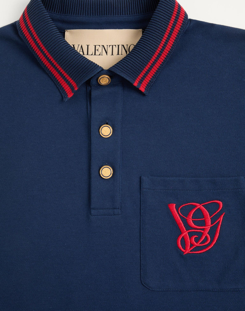 VALENTINO Cotton Piqué Polo Shirt With Vg Embroidery