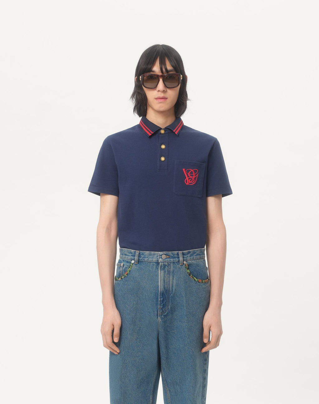 VALENTINO Cotton Piqué Polo Shirt With Vg Embroidery
