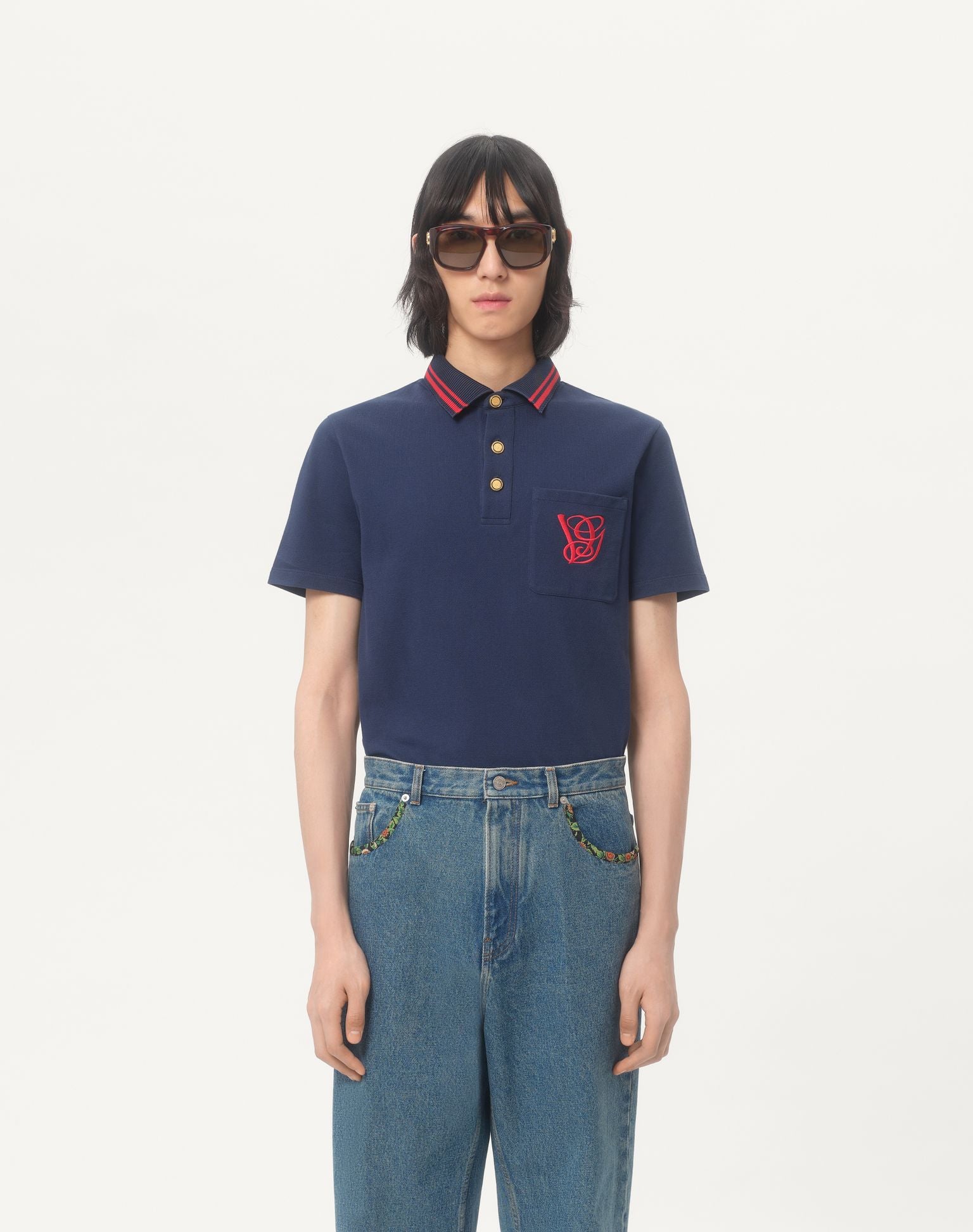 VALENTINO Cotton Piqué Polo Shirt With Vg Embroidery