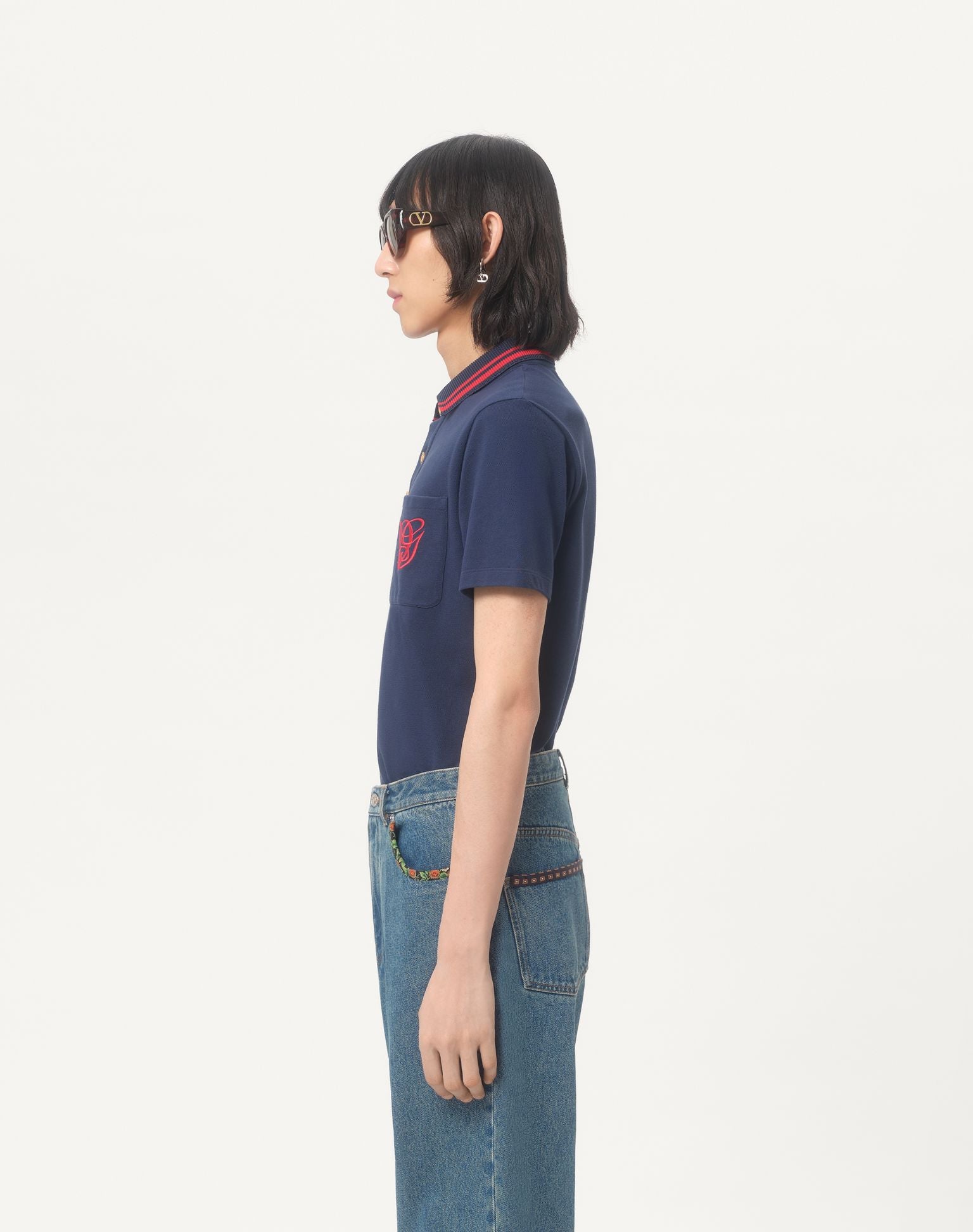 VALENTINO Cotton Piqué Polo Shirt With Vg Embroidery