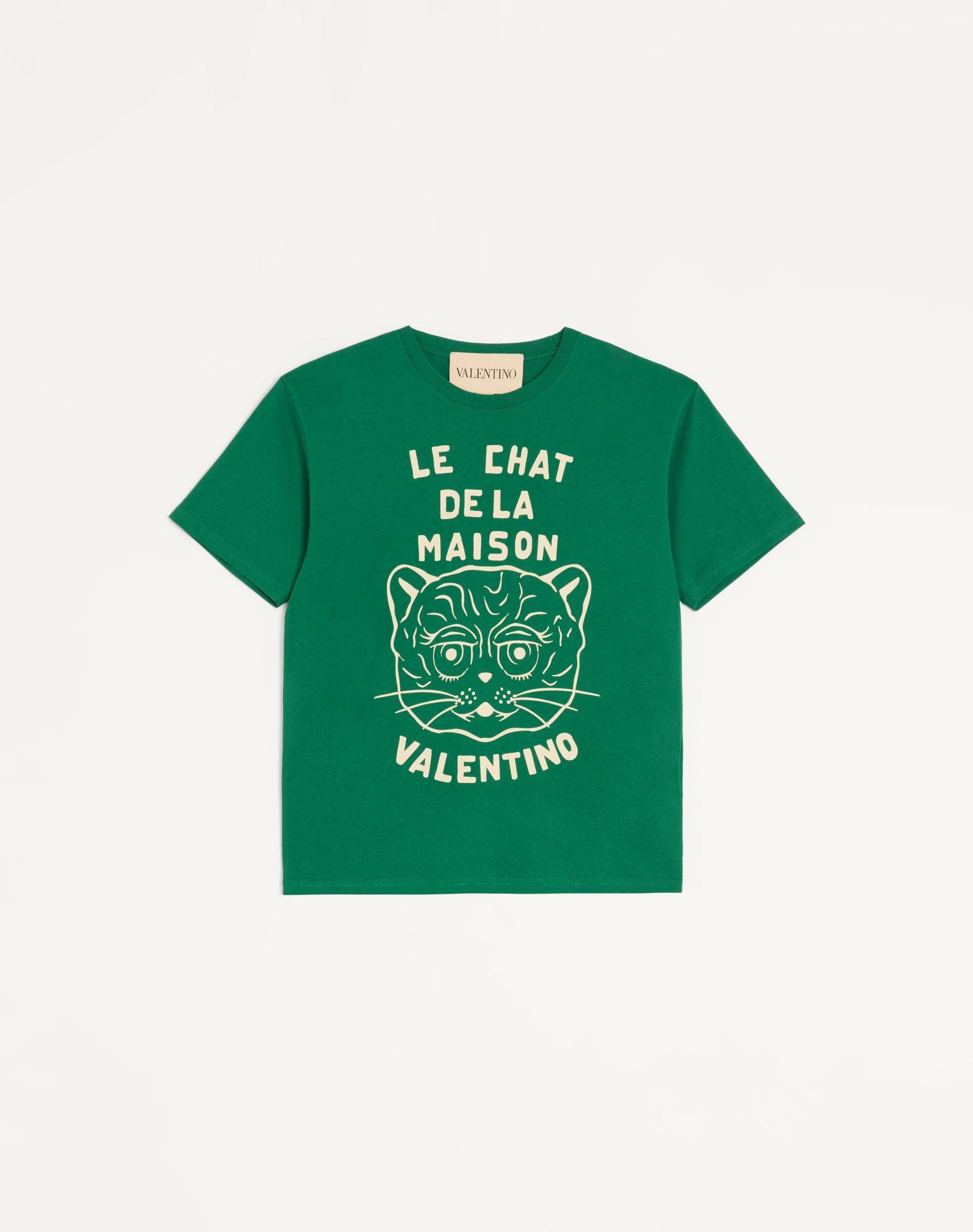 VALENTINO Cotton T-Shirt With Le Chat De La Maison Print