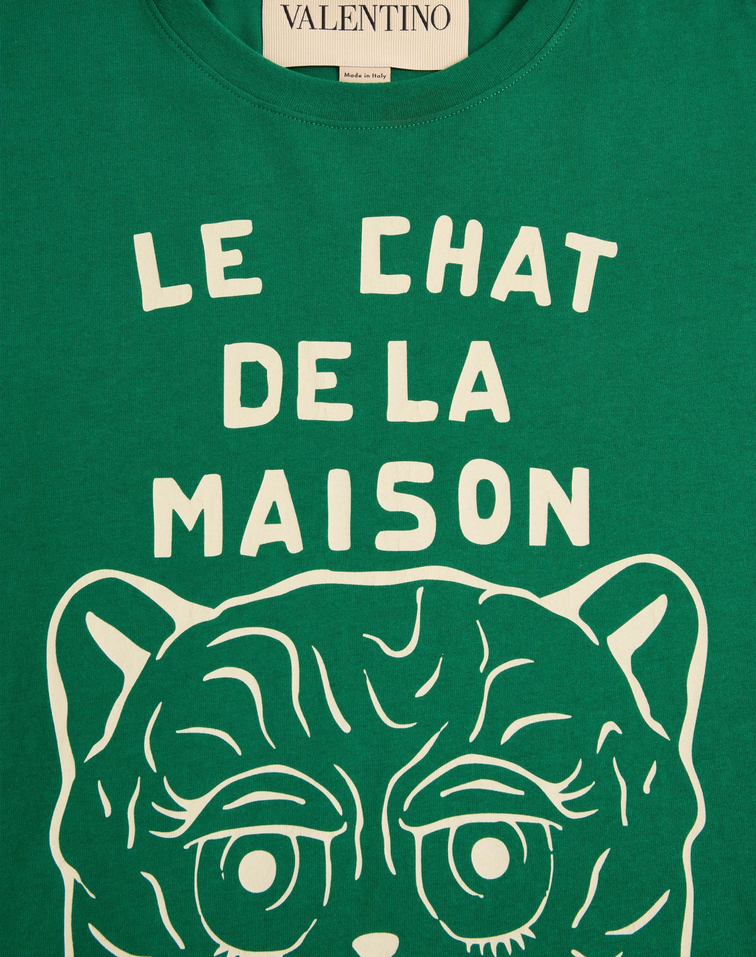 VALENTINO Cotton T-Shirt With Le Chat De La Maison Print