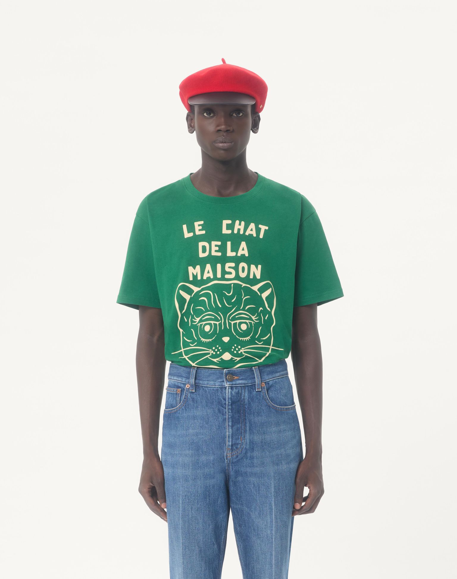 VALENTINO Cotton T-Shirt With Le Chat De La Maison Print