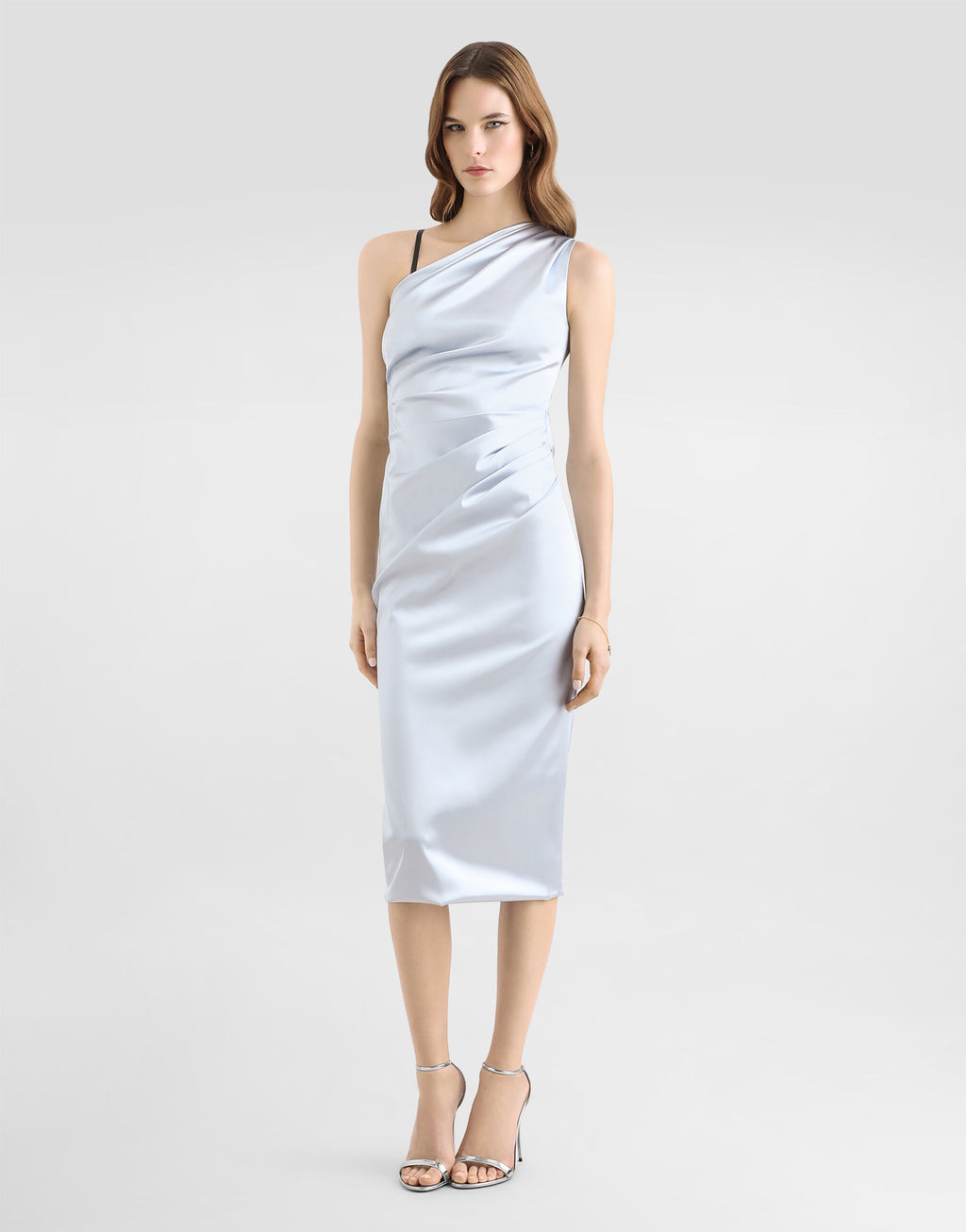 DOLCE & GABBANA One-shoulder dress in stretch satin