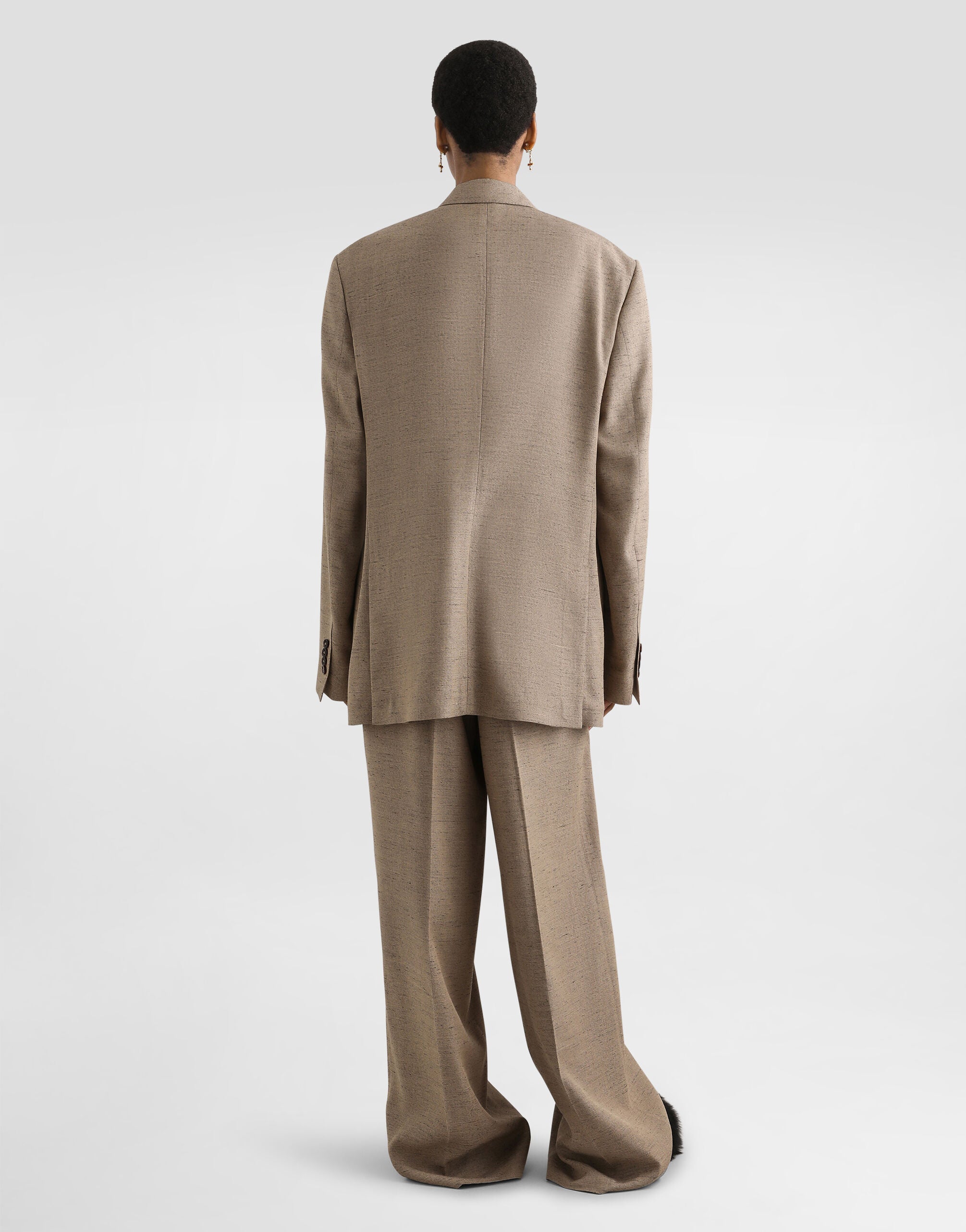 DOLCE & GABBANA Tweed-effect linen and viscose trousers