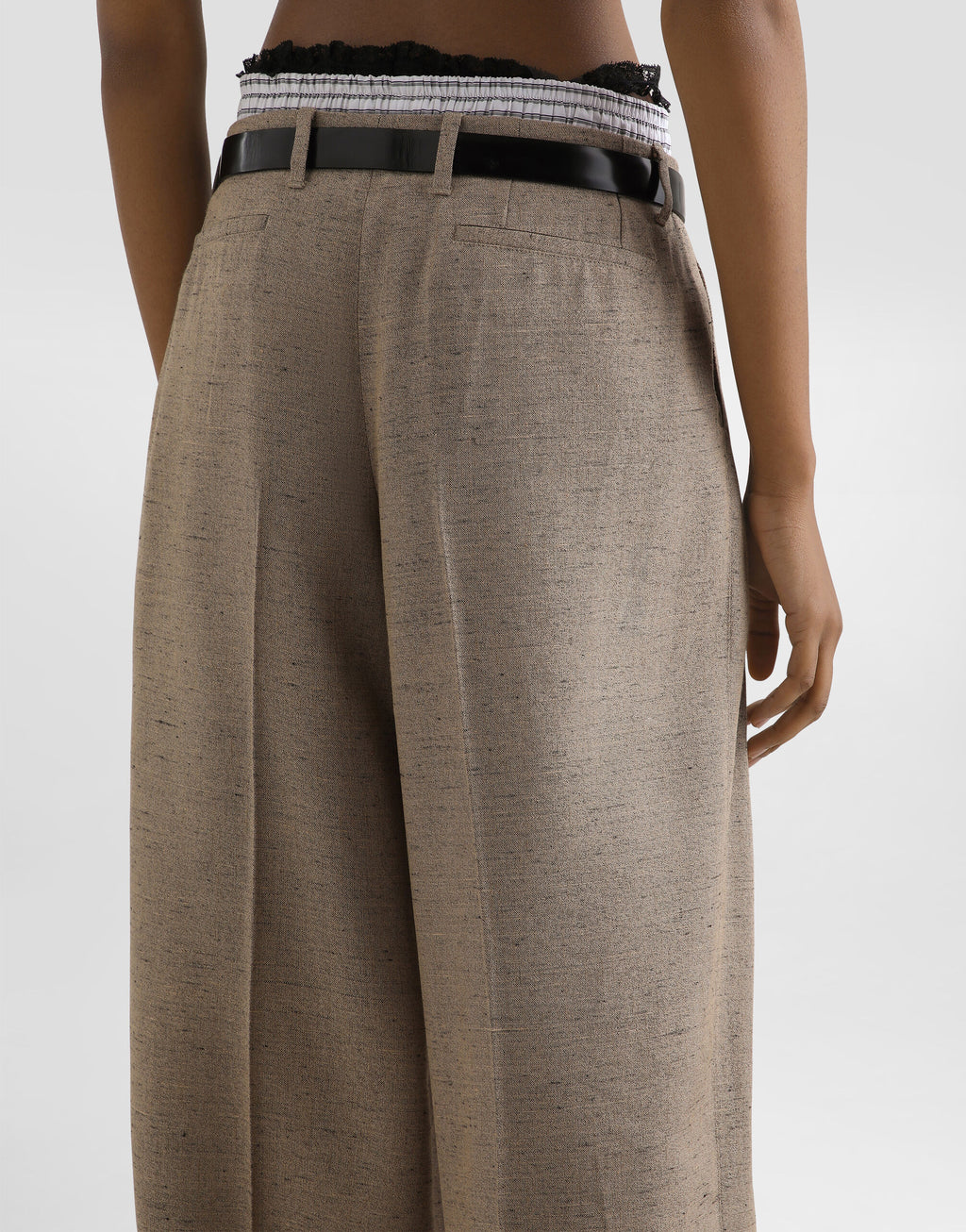 DOLCE & GABBANA Tweed-effect linen and viscose trousers