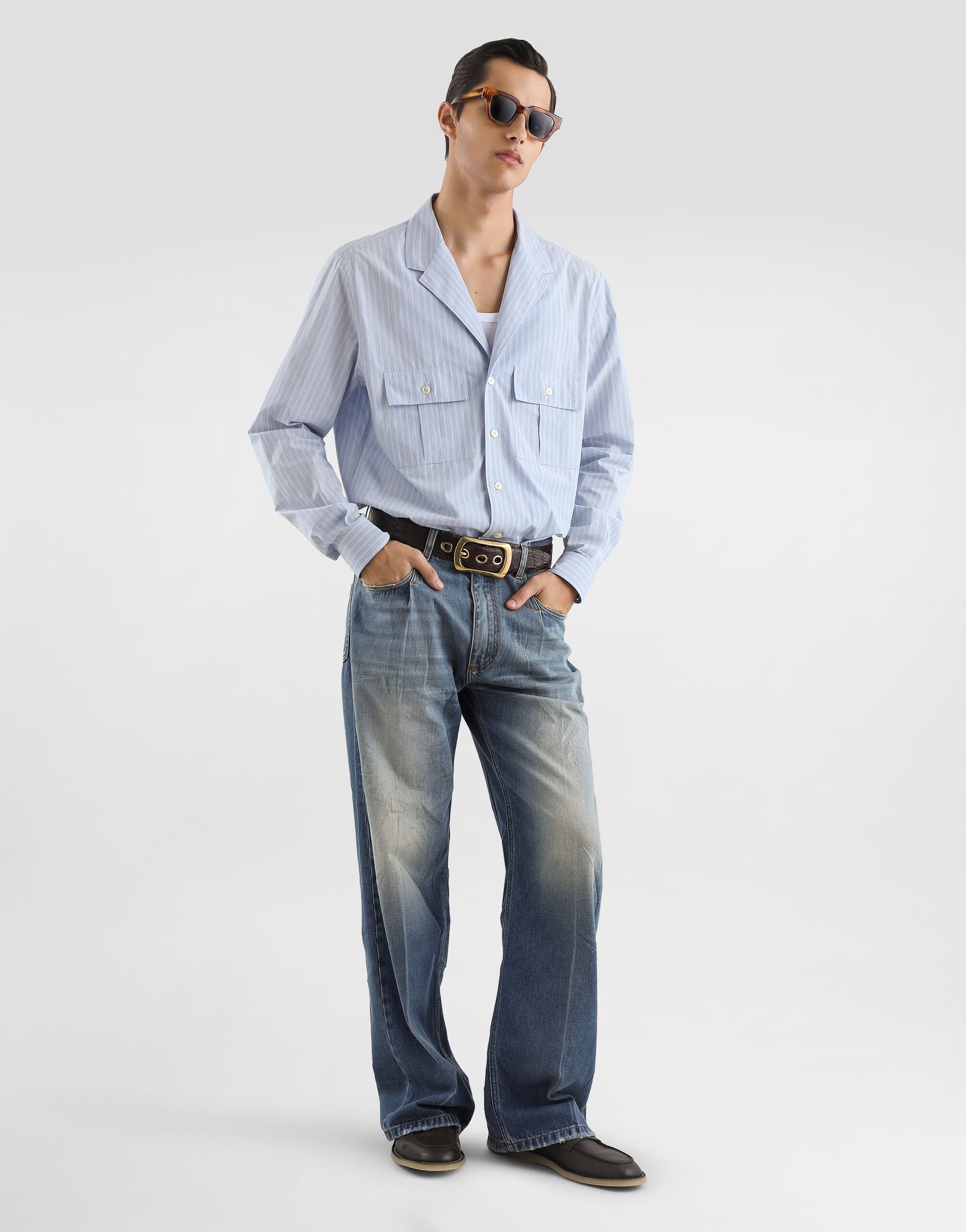 DOLCE & GABBANA Striped cotton martini shirt