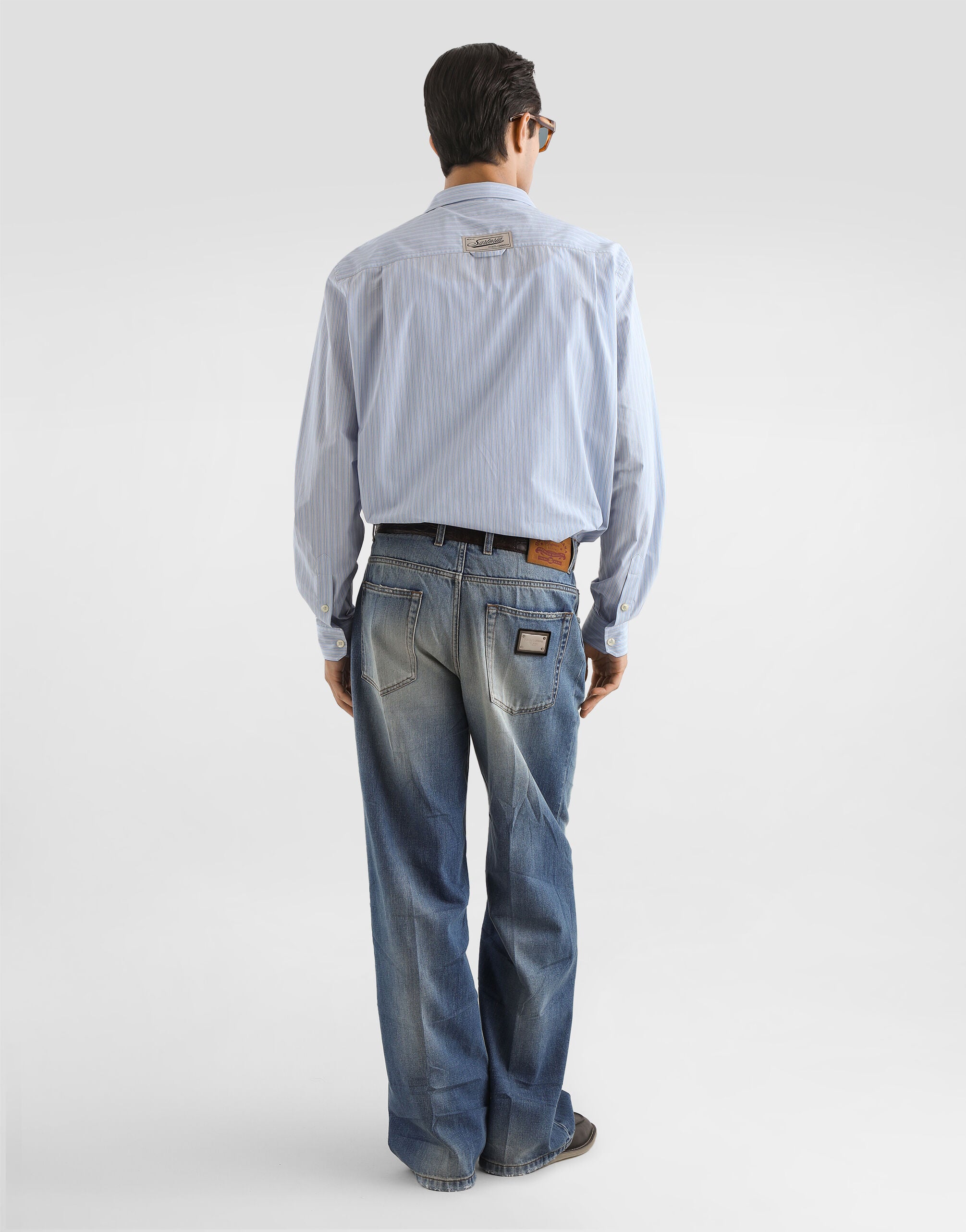 DOLCE & GABBANA Striped cotton martini shirt