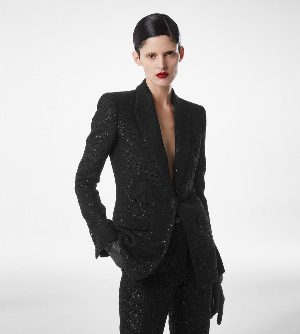 TOM FORD SEQUINED WOOL BLEND CREPE COAT