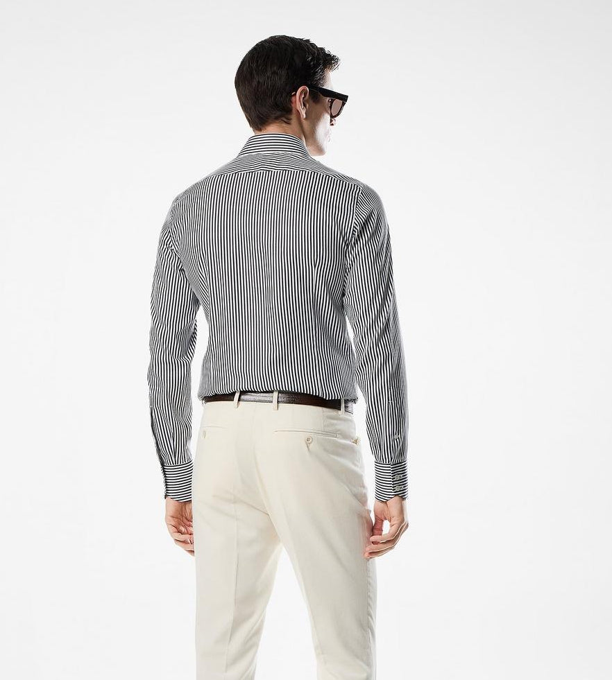 TOM FORD SILK COTTON STRIPE SLIM FIT SHIRT