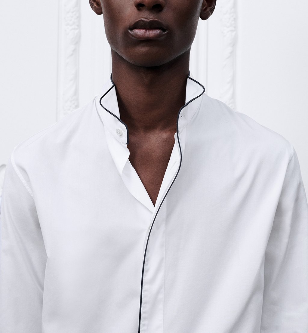 Shirt with Piping and Dior Embroidery