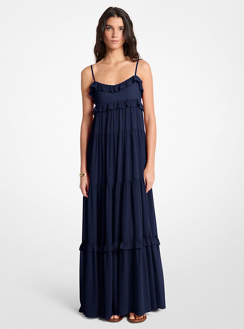 Michael Kors Ruffled Georgette Tiered Maxi Dress