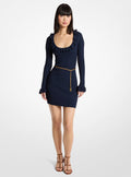 Michael Kors Ruffled Stretch Knit Belted Dress
