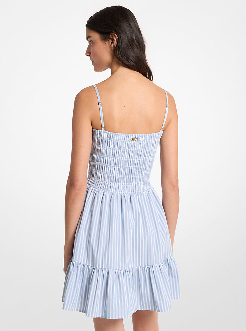 Michael Kors Striped Stretch Smocked Dress