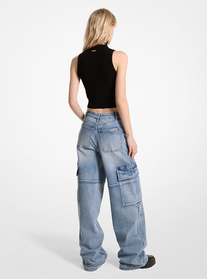Michael Kors Denim Wide-Leg Cargo Jeans