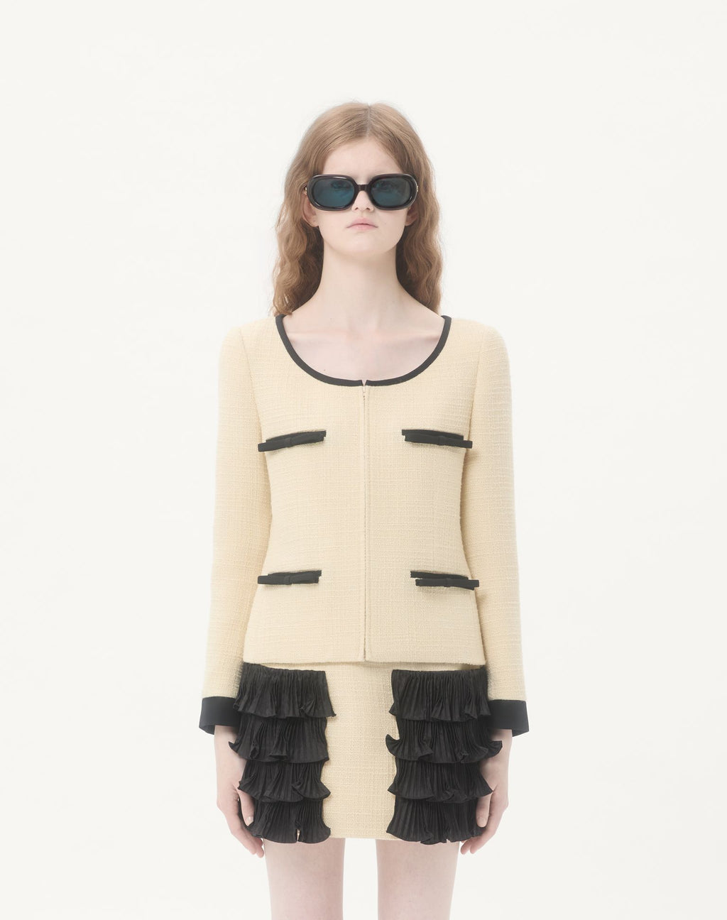 VALENTINO Plain Wool Tweed Jacket