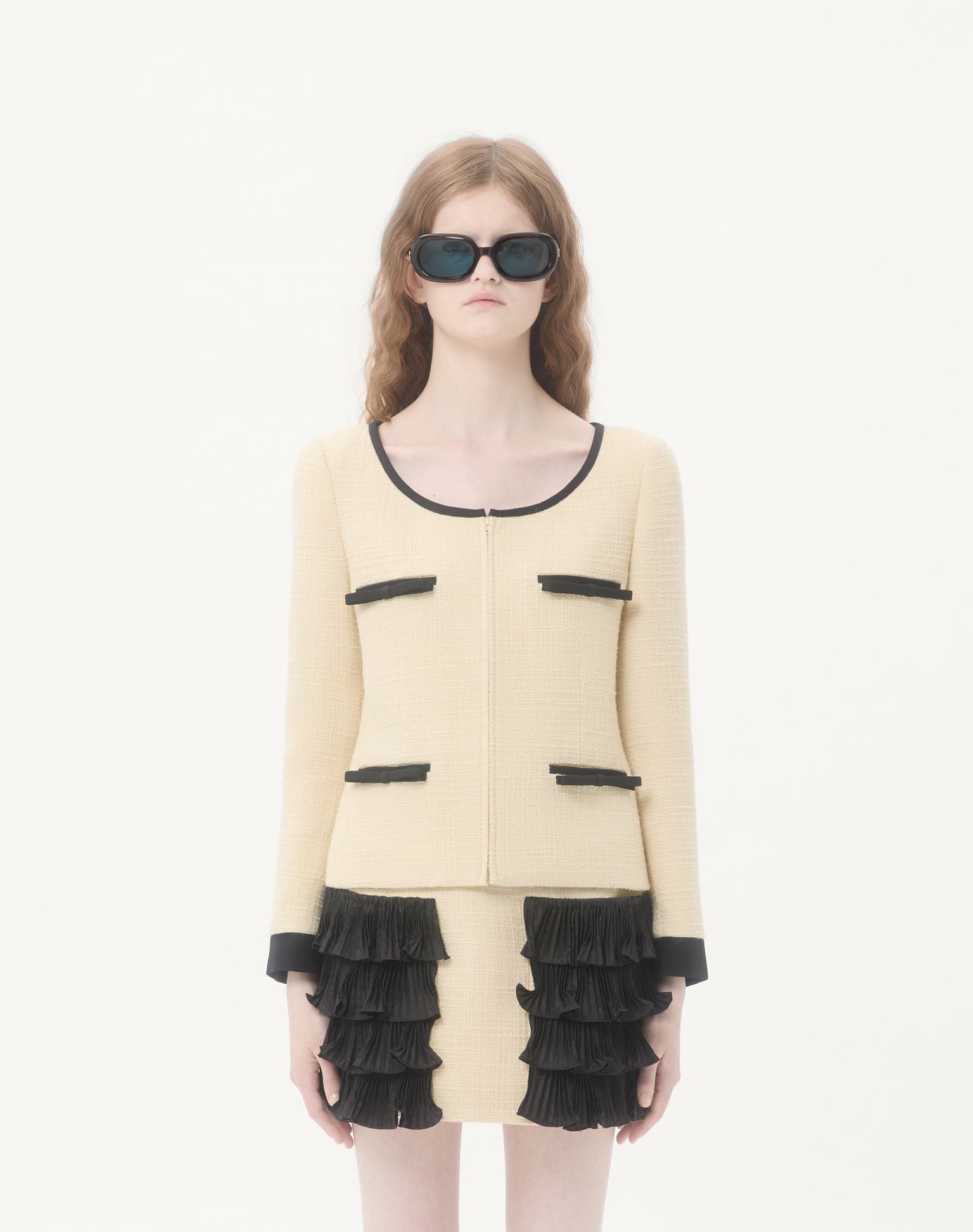 VALENTINO Plain Wool Tweed Jacket