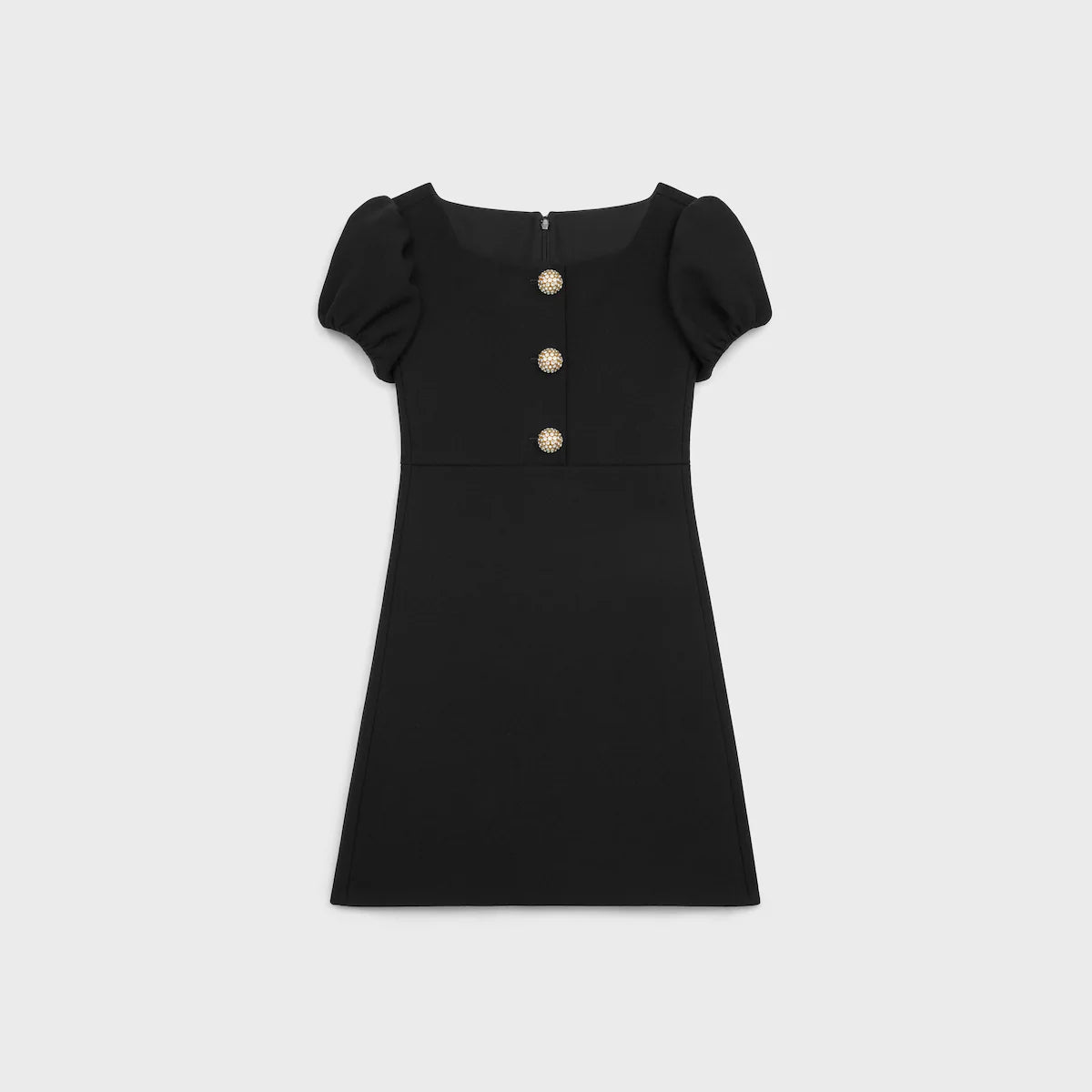 CELINE mini dress with jeweled buttons in wool piqué