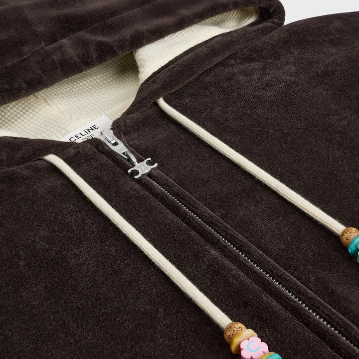 CELINE zipped hoodie IN VELVET COTTON