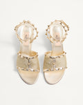VALENTINO Rockstud Sandal In Laminated Nappa With Cornely Embroidery