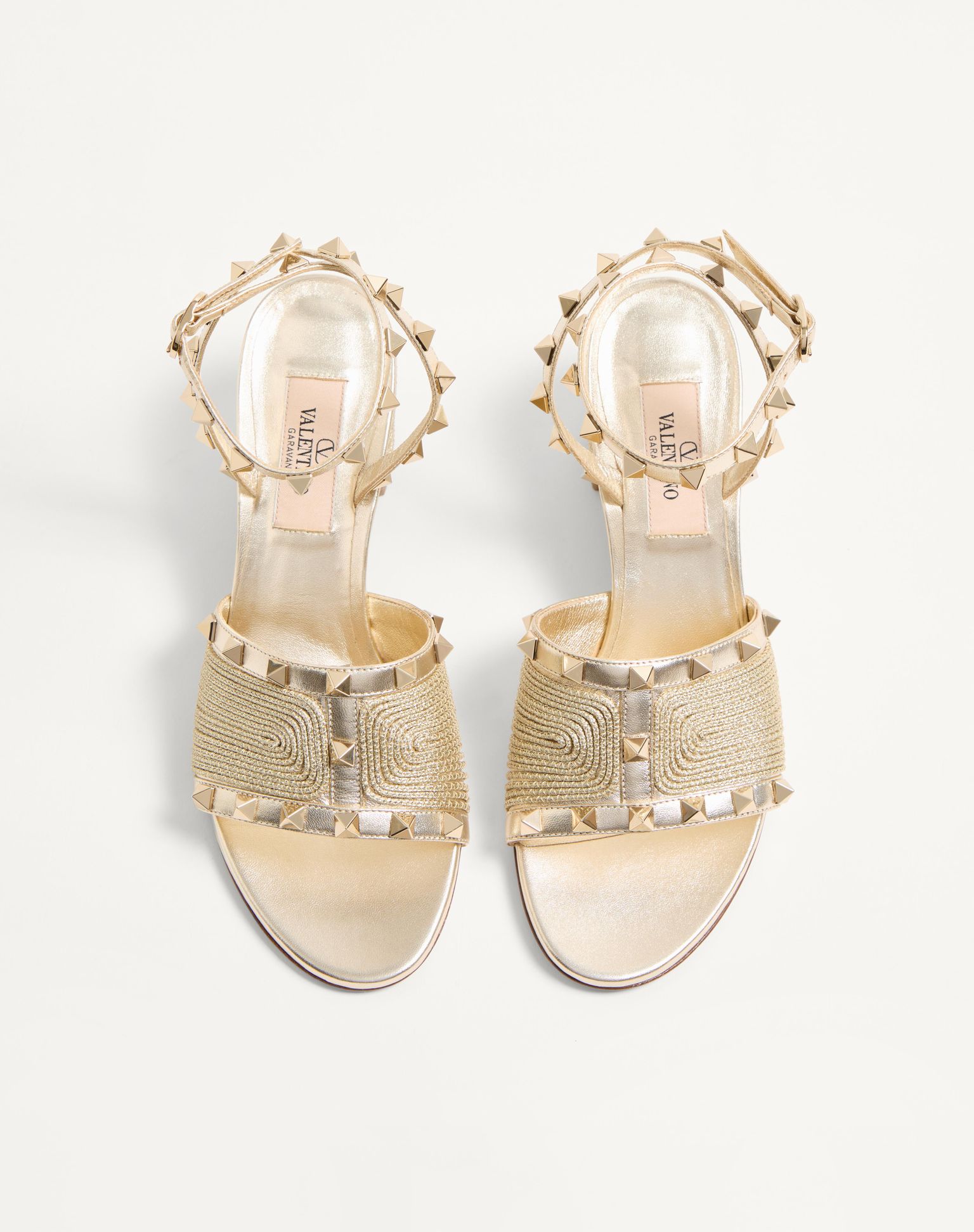 VALENTINO Rockstud Sandal In Laminated Nappa With Cornely Embroidery