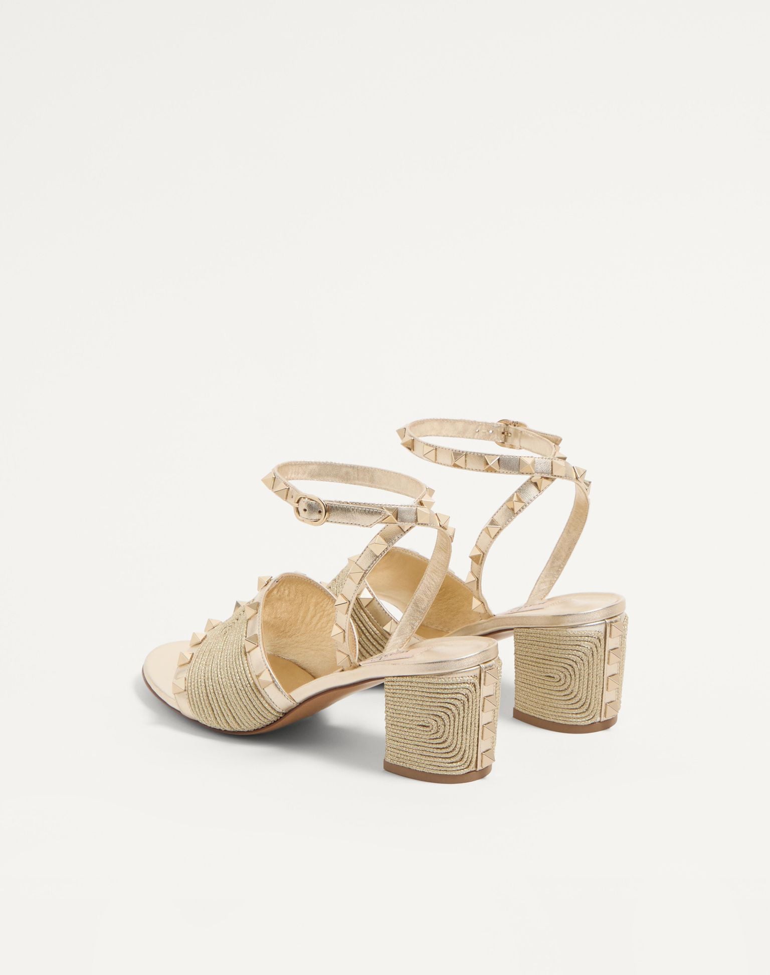 VALENTINO Rockstud Sandal In Laminated Nappa With Cornely Embroidery