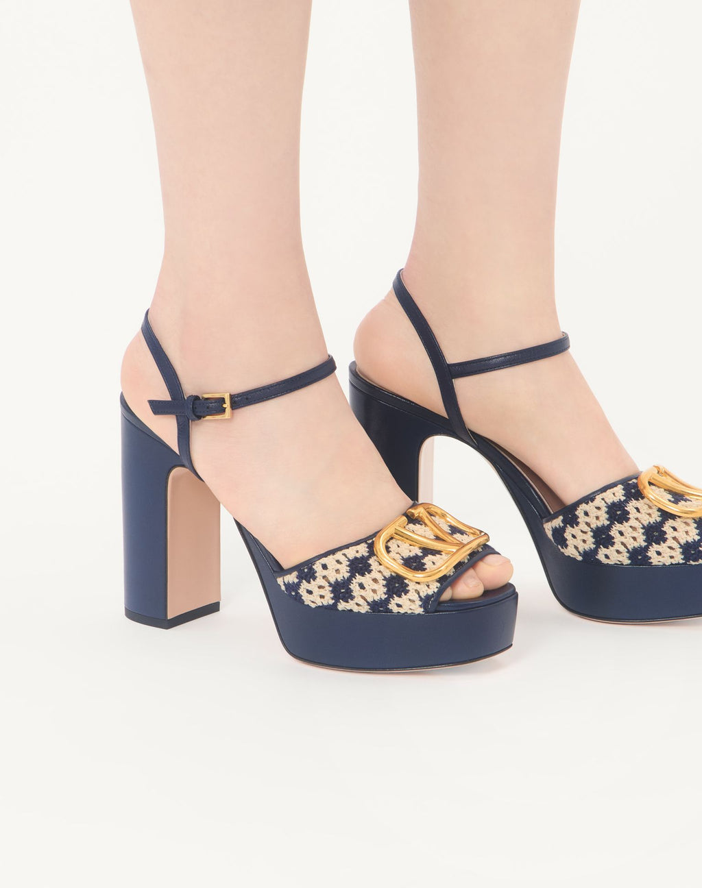 VALENTINO Vlogo Signature Platform Sandal In Crochet Fabric