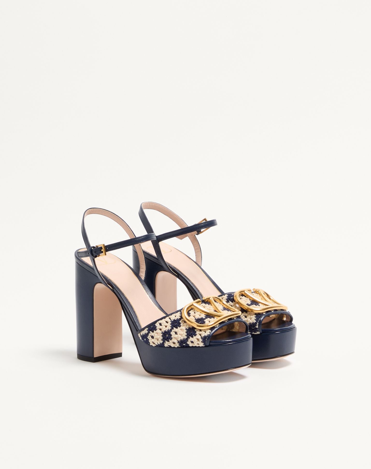 VALENTINO Vlogo Signature Platform Sandal In Crochet Fabric
