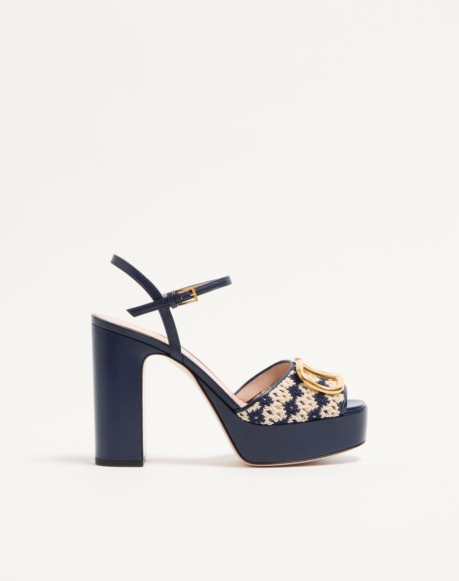 VALENTINO Vlogo Signature Platform Sandal In Crochet Fabric