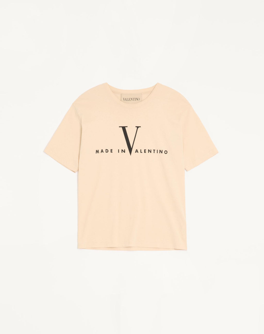 VALENTINO Cotton T-Shirt with Made In Valentino Print