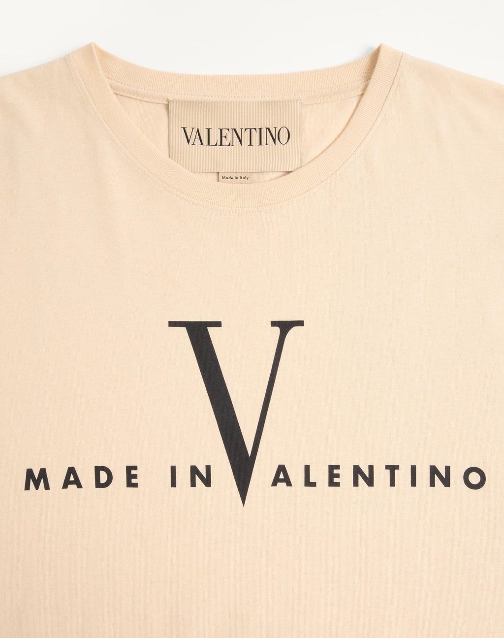 VALENTINO Cotton T-Shirt with Made In Valentino Print