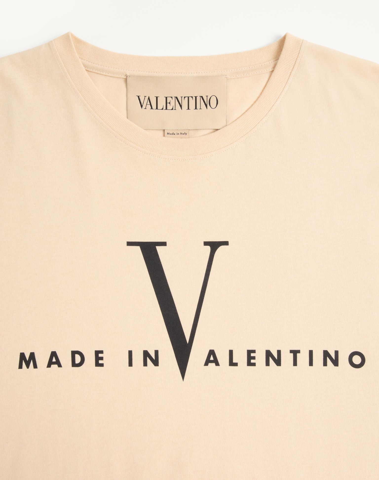 VALENTINO Cotton T-Shirt with Made In Valentino Print