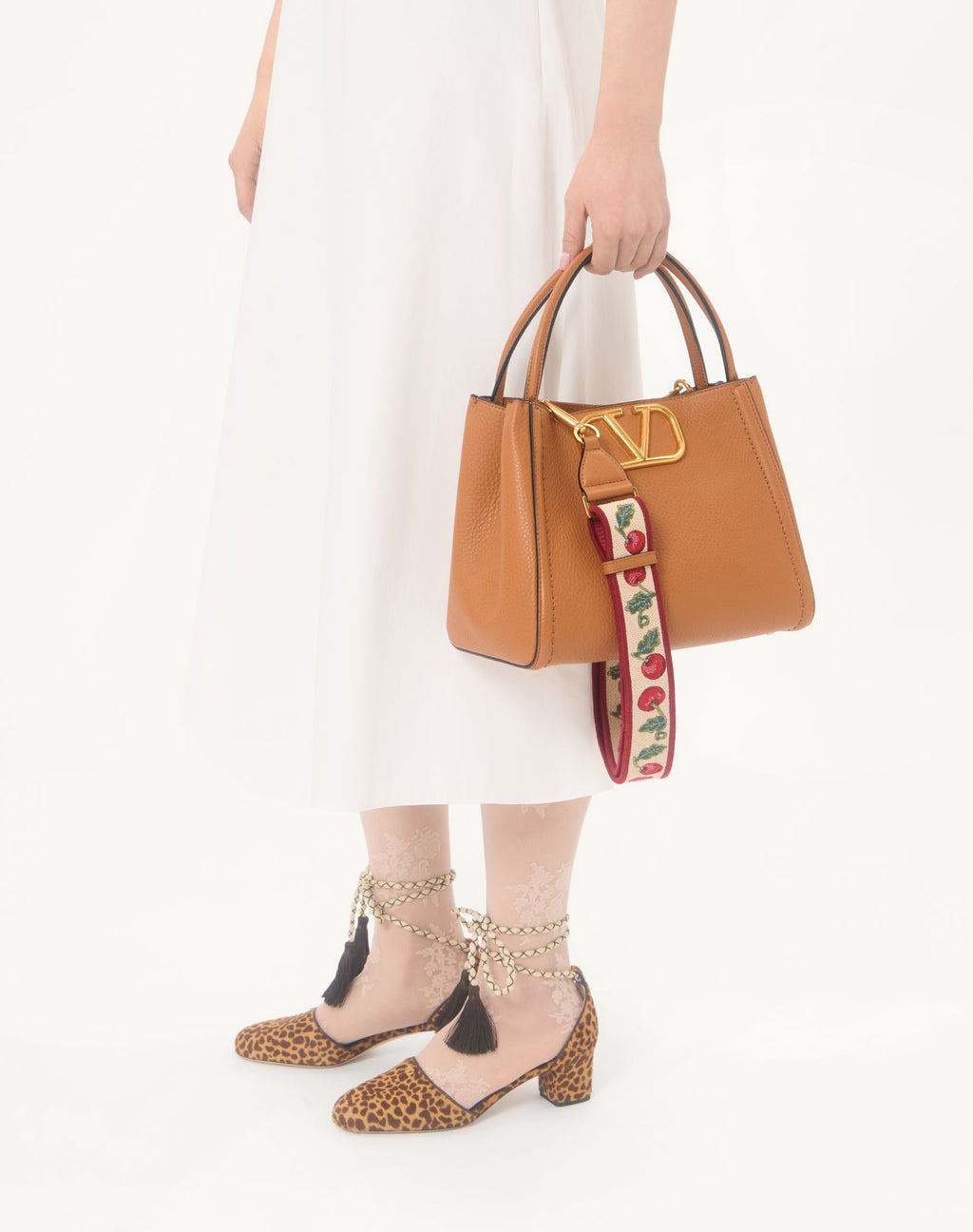 VALENTINO Garavani handbag with Cherryfic embroidered ribbon shoulder strap