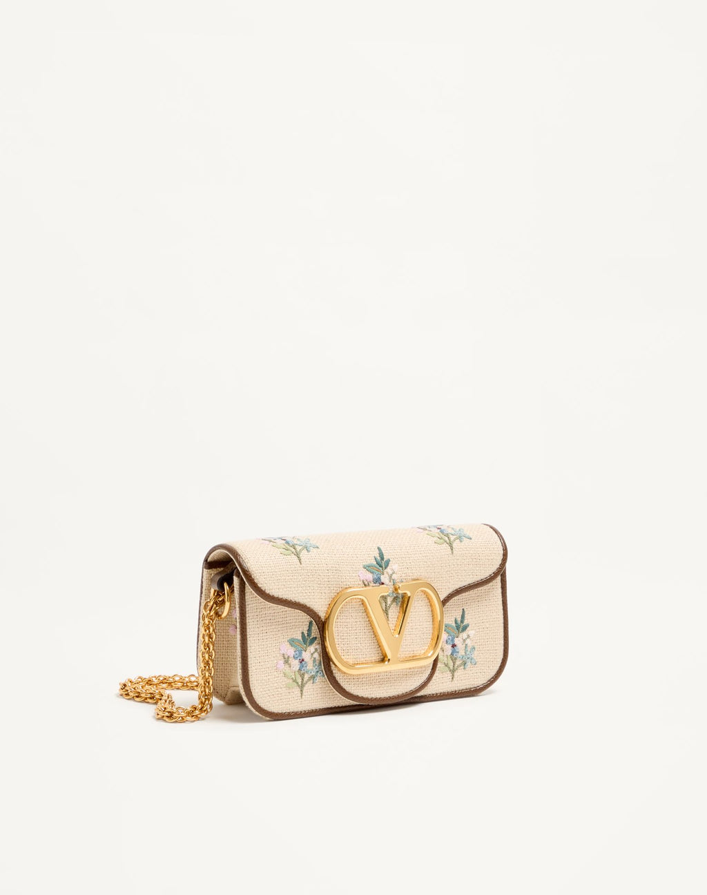VALENTINO Garavani Locò small linen shoulder bag with embroidery