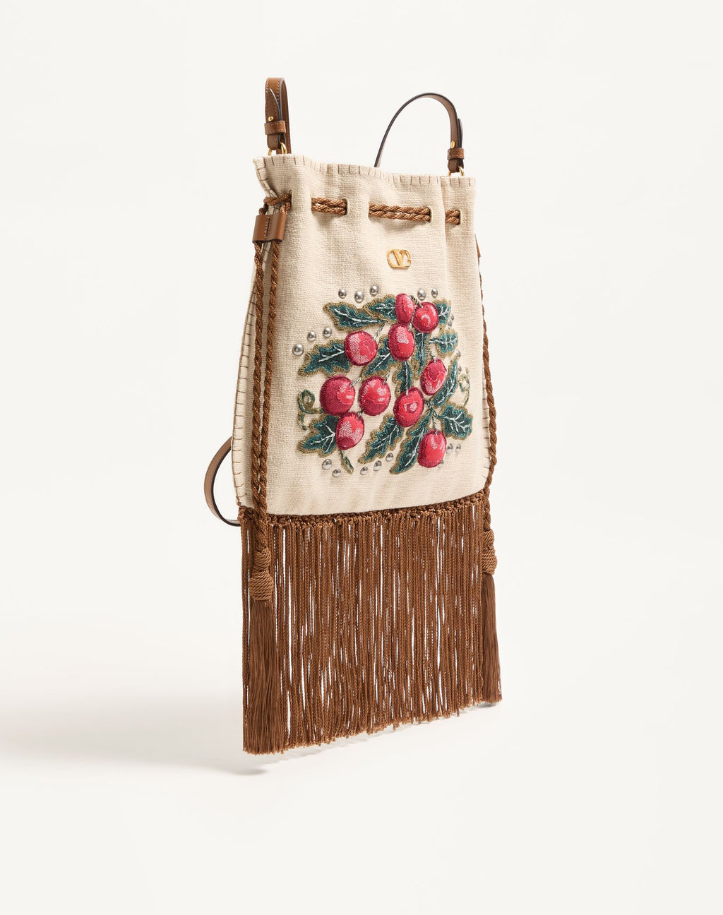 VALENTINO Garavani Nellcôte Alice Embroidered Bag With Fringes