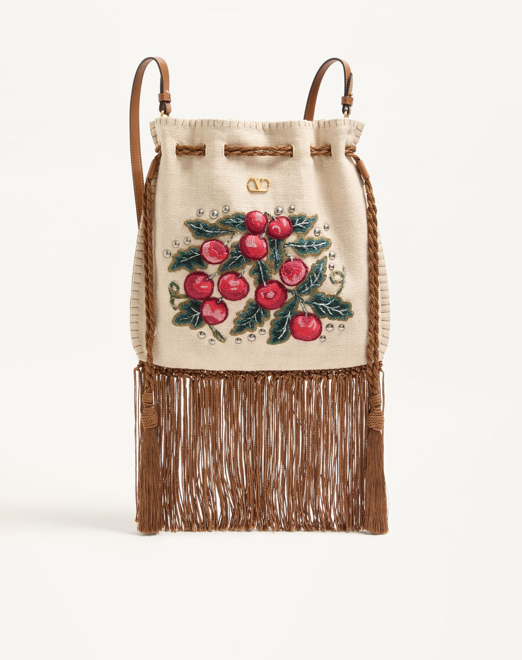 VALENTINO Garavani Nellcôte Alice Embroidered Bag With Fringes