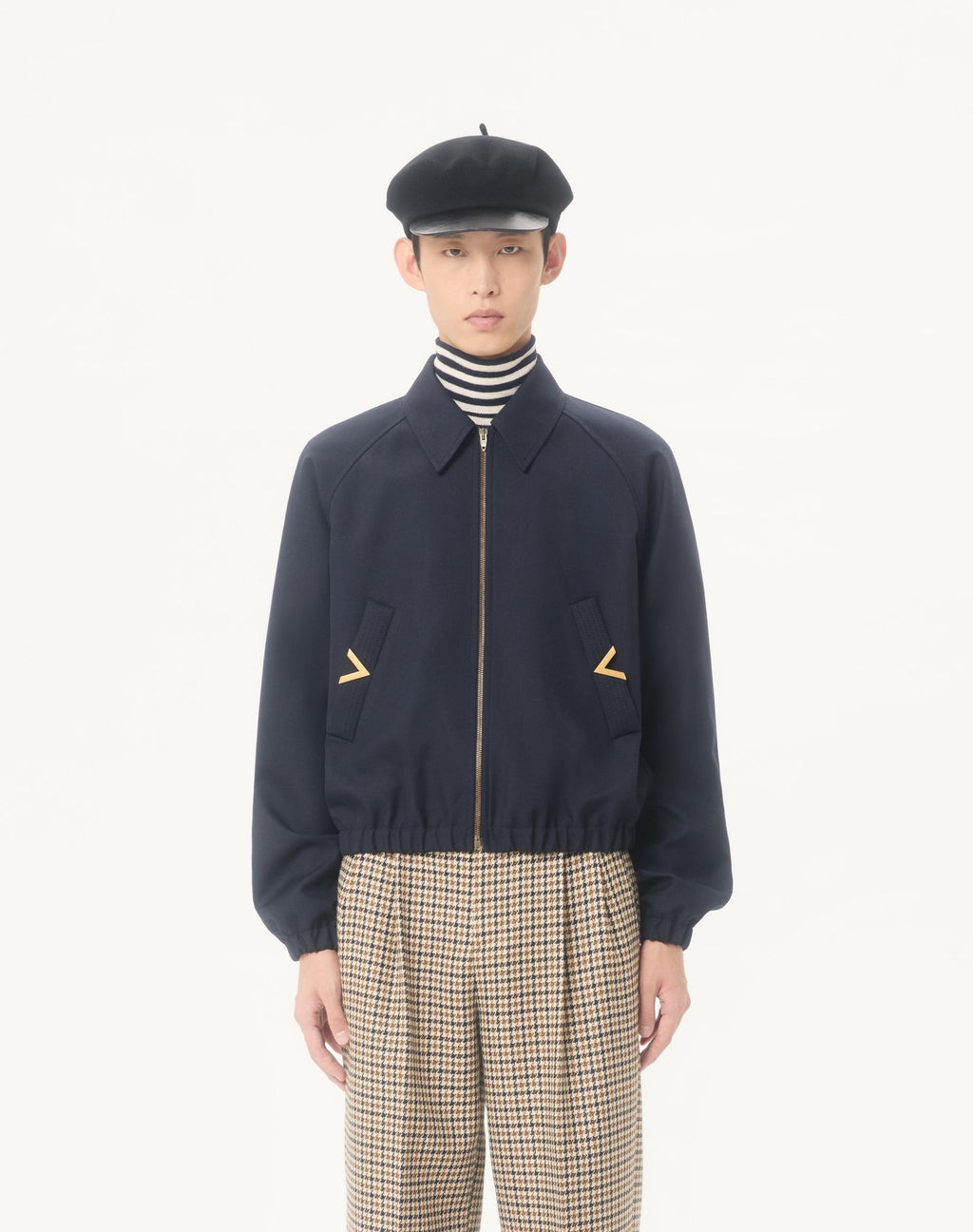 VALENTINO Nylon Bomber Jacket with VGold on Side Pockets
