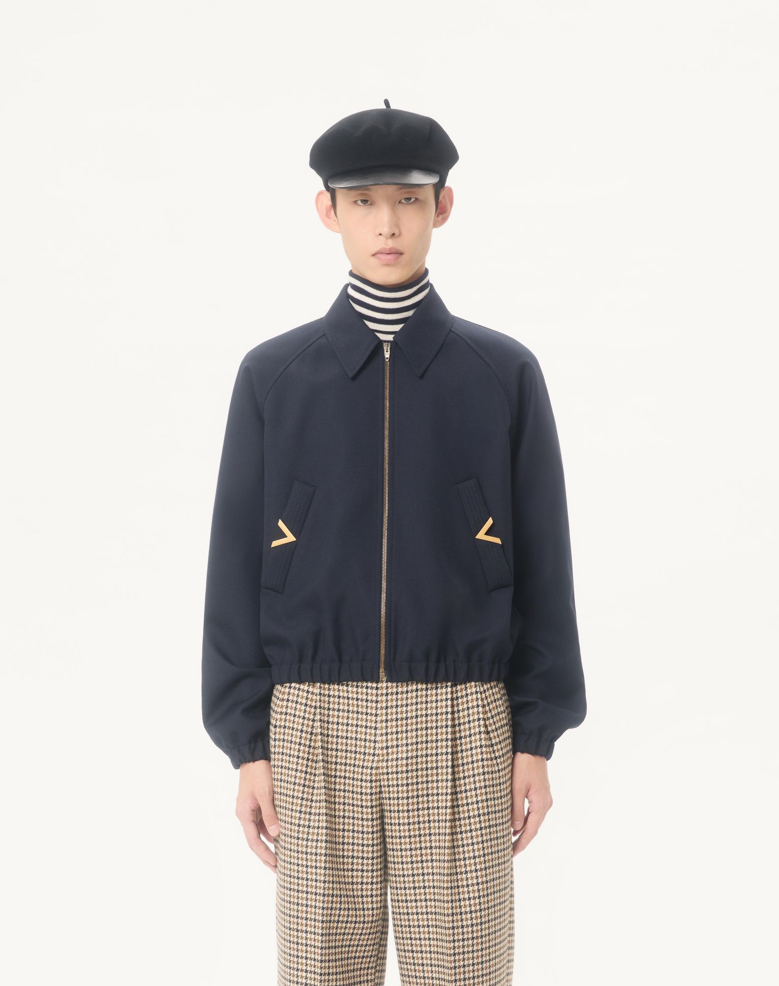 VALENTINO Nylon Bomber Jacket with VGold on Side Pockets