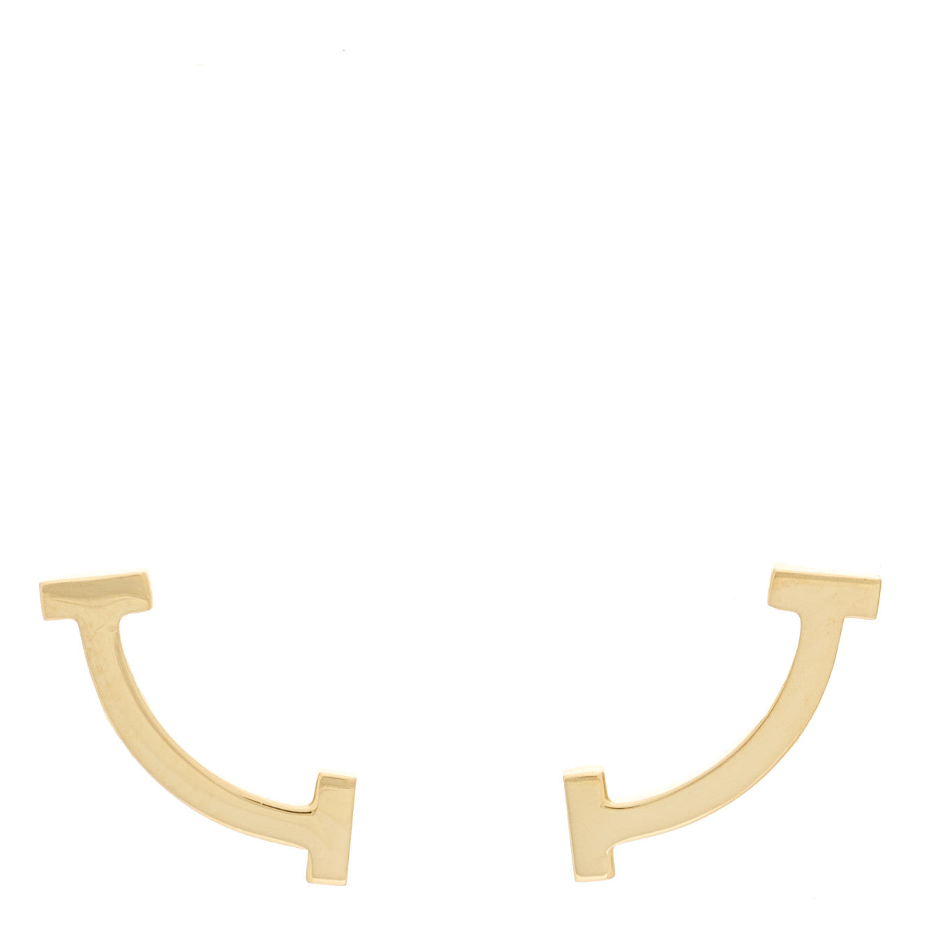 18K Yellow Gold T Smile Stud Earrings