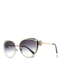 Metal Crystal Flower Cat Eye Sunglasses 6092-B Gold Black