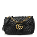 Calfskin Matelasse Small GG Marmont Shoulder Bag Black