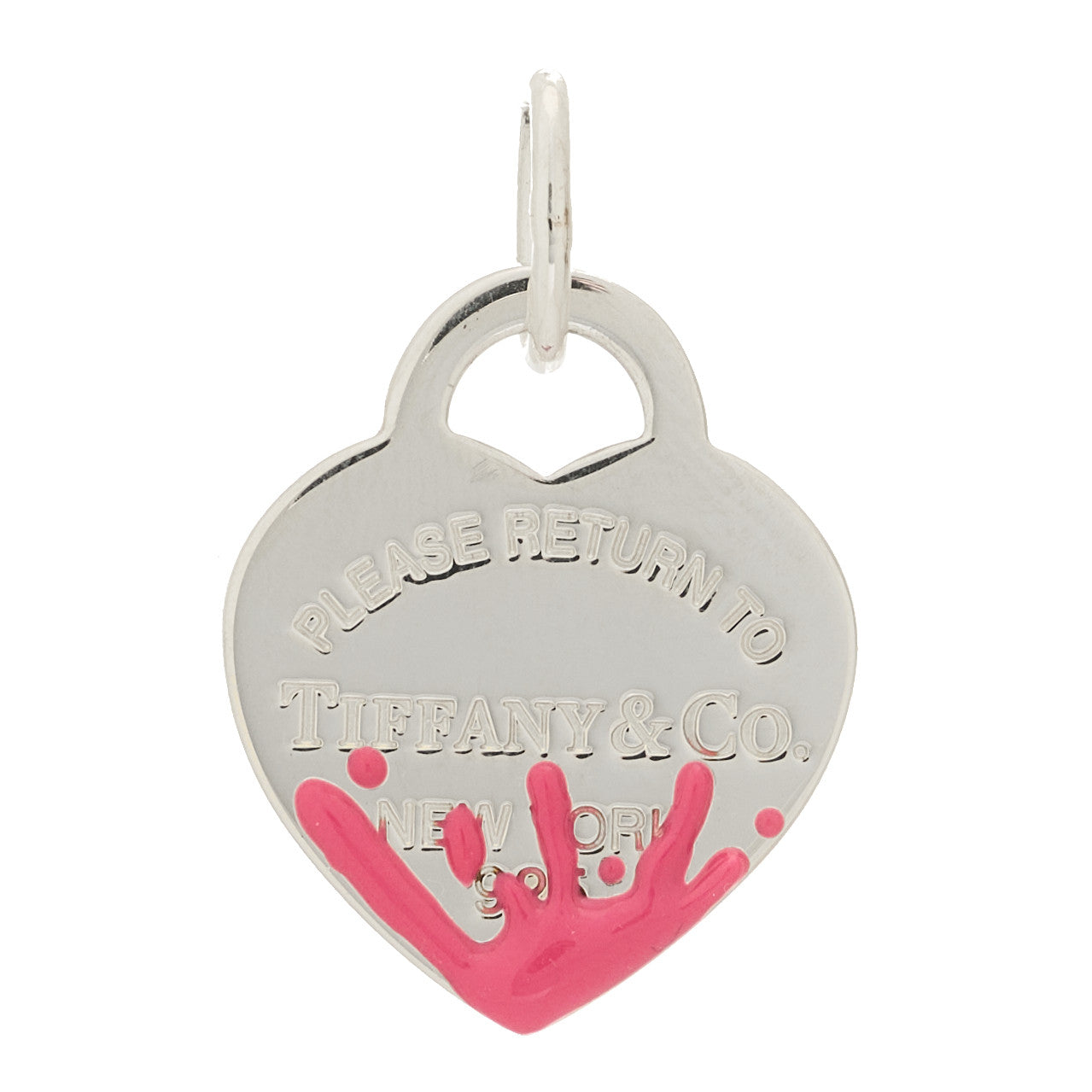 Sterling Silver Enamel Return To Tiffany Color Splash Heart Tag Charm Pink