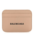 Grained Calfskin Logo Cash Rounded Card Holder Beige