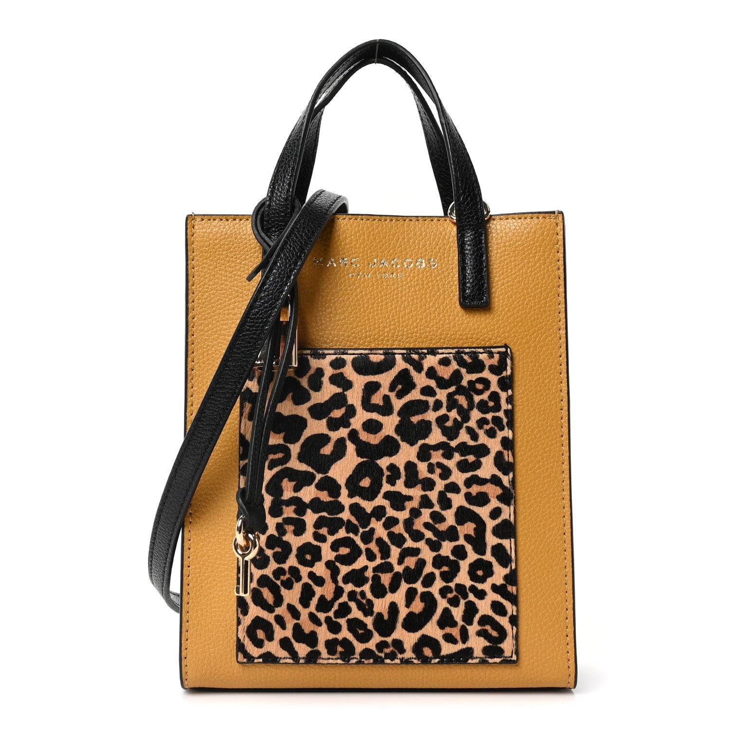 Grained Calfskin Calf Hair Micro Grind Shopper Tote Leopard