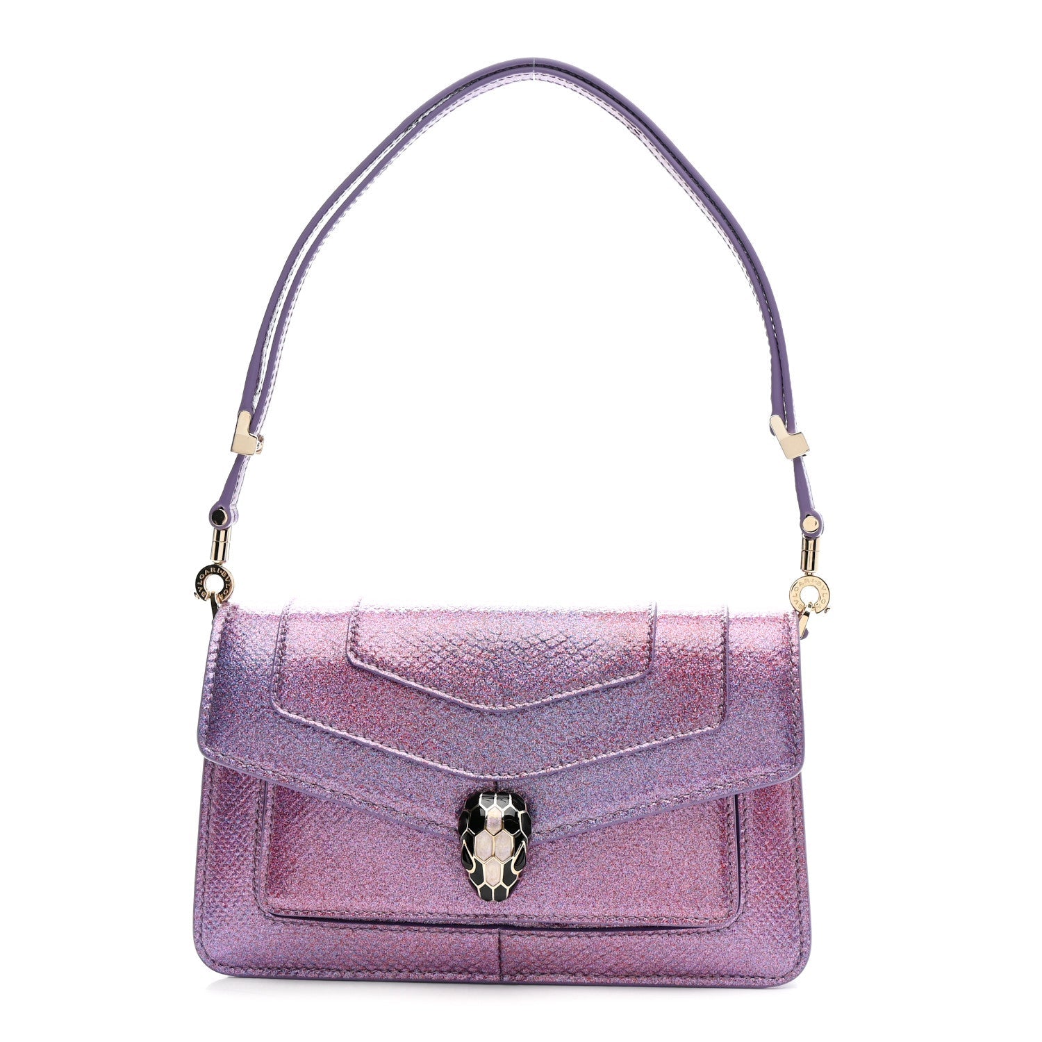 Metallic Karung Serpenti Forever Shoulder Bag Sheer  Amethyst